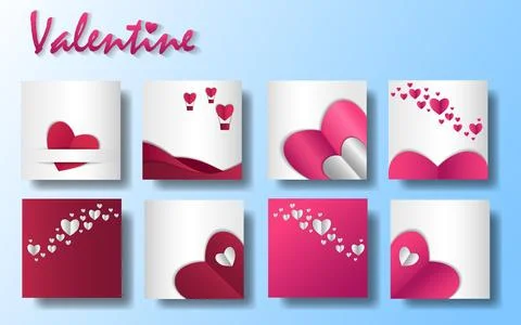 Set of Editable banner template design. Valentines day sale social media. Red Stock Illustration