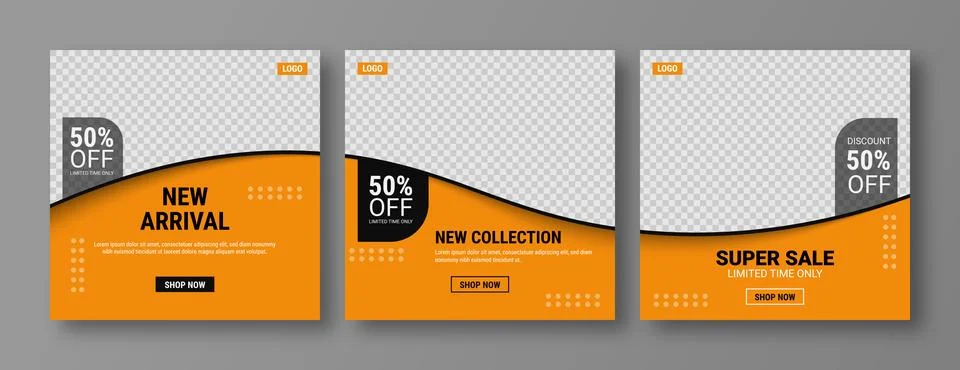 Set of editable banner template post for social media ads. Web banner ads f.. Stock Illustration