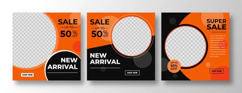 Set of editable banner template post for social media ads. Web banner ads f.. Stock Illustration