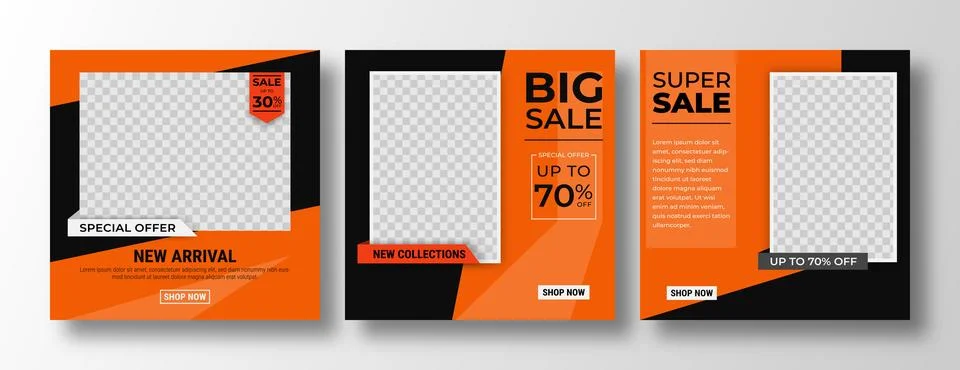 Set of editable banner template post for social media ads. Web banner ads f.. Stock Illustration