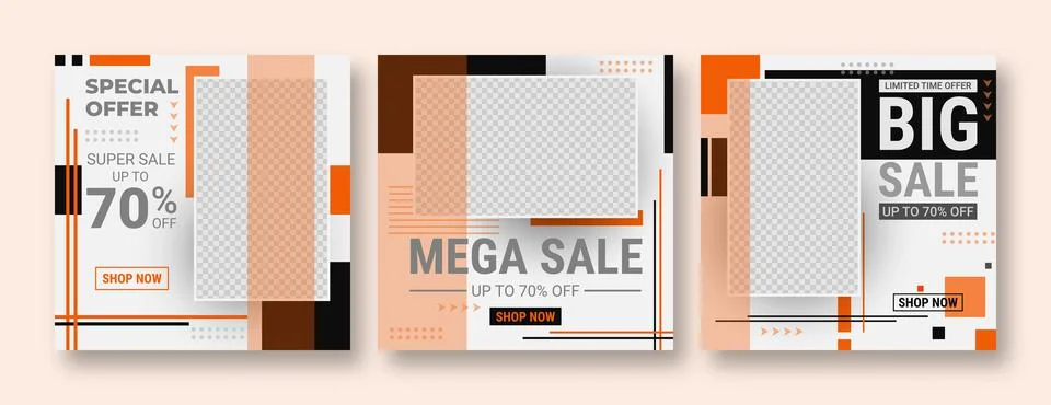 Set of editable banner template post for social media ads. Web banner ads f.. Stock Illustration