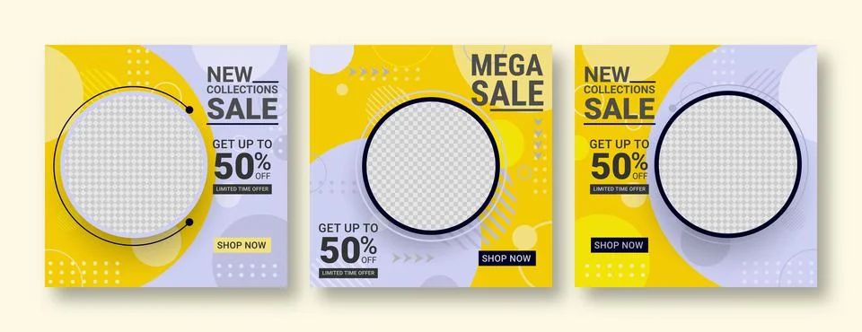 Set of editable banner template post for social media ads. Web banner ads f.. Stock Illustration