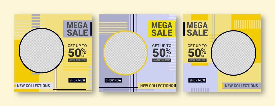Set of editable banner template post for social media ads. Web banner ads f.. Stock Illustration