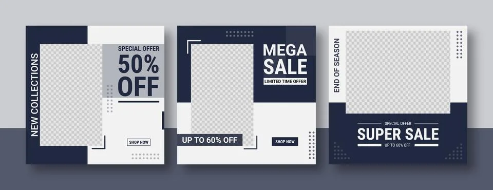 Set of editable banner template post for social media ads. Web banner ads f.. Stock Illustration