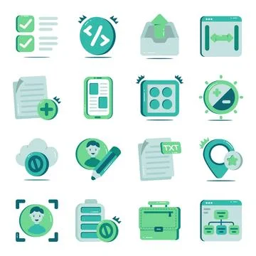 Set of Editable Flat Icons Stock Illustration
