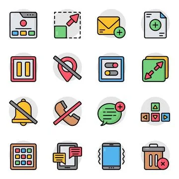 Set of Editable Flat Icons Stock Illustration