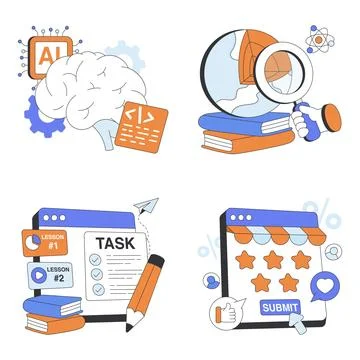 Set of Editable Flat Illustrations Stock Illustration