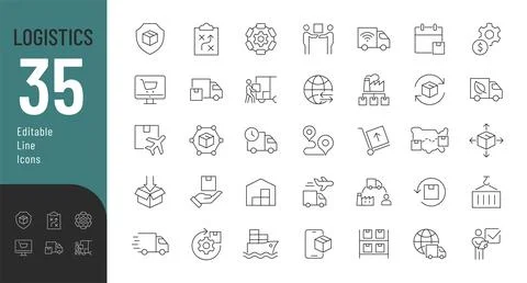 Set of editable logistics service icons. Stock Illustration