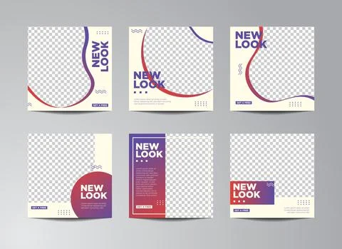 Set of Editable minimal square banner template. white and gradiant background イラスト素材