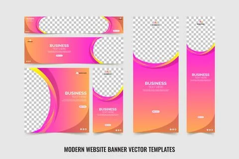Set of Editable minimal web banner template design for social media post. Stock Illustration