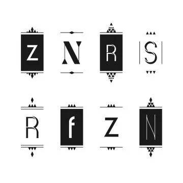 Set of editable monogram logo designs in black and white Stock Illustration
