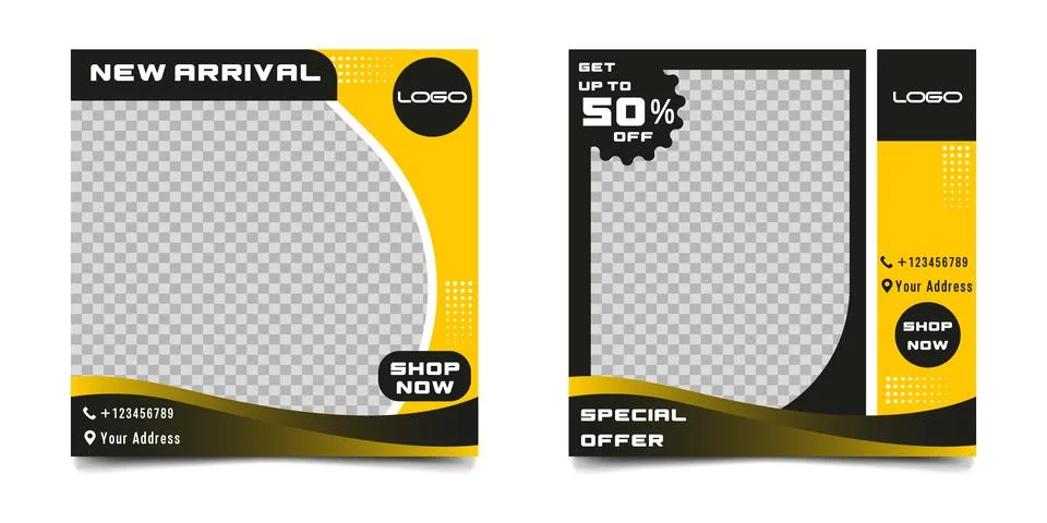 Set of editable post banner design template Stock Illustration