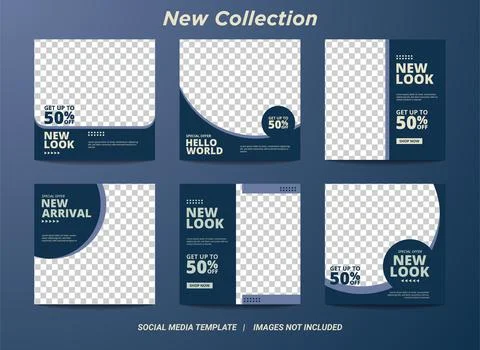 Set of Editable square banner template. blue and mint background color with s イラスト素材