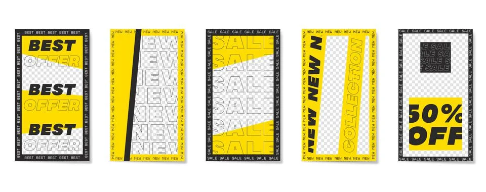 Set of Editable templates. Geometry and typography in trend composition. Illustrazione stock