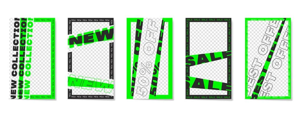 Set of Editable templates. Geometry and typography in trend composition. Illustrazione stock