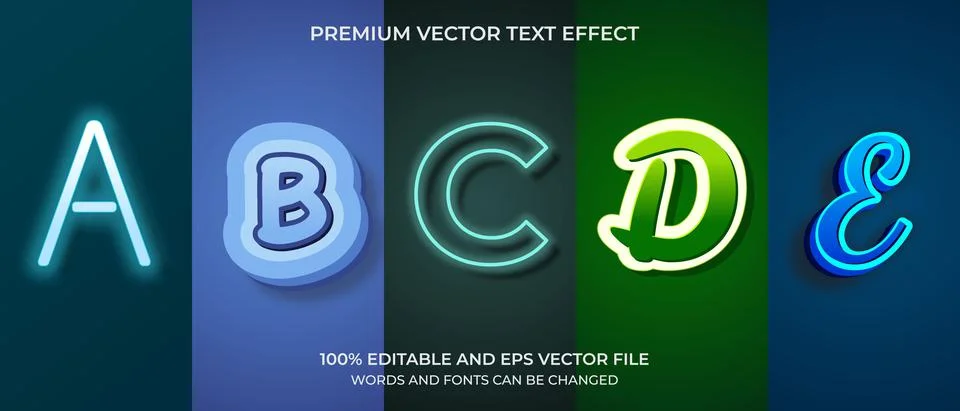 Set of editable text effect design Stock Illustration