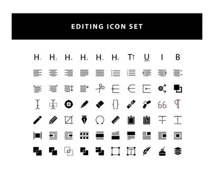 Set of Editing Design icon with glyph style design vector Stock Illustration