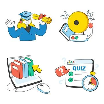 Set of Education and Knowledge Doodle Icons Stock Illustration