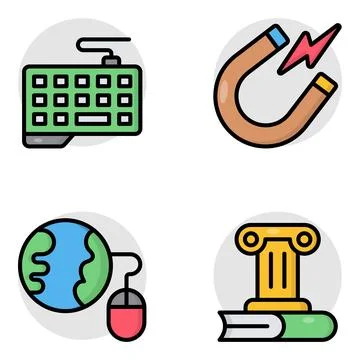 Set of Education and Knowledge Flat Icons Illustrazione stock