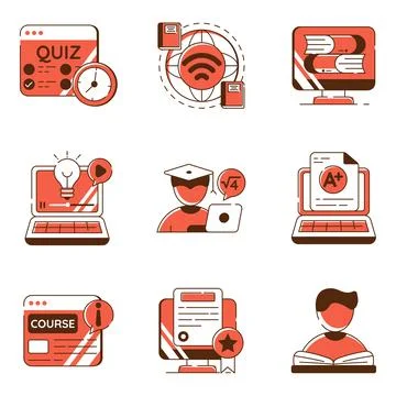Set of Education and Learning Flat Icons Ilustración de archivo