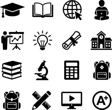 Set of Education and Learning Icons for Online Courses and School. Иллюстрация