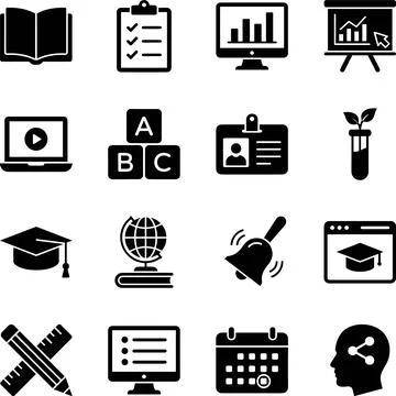 Set of Education and Learning Icons for Digital and Print Media. イラスト素材