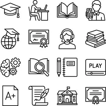 Set of Education and Learning Icons Vector Illustration. Иллюстрация