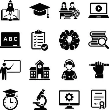 Set of Education and Learning Icons Representing Knowledge and Growth. Illustration