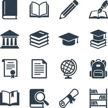 Set of Education and Learning Icons. Ilustração Stock