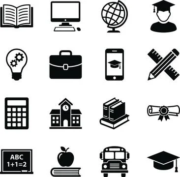 Set of Education and Learning Icons for Digital and Print Media. Stock Illustration