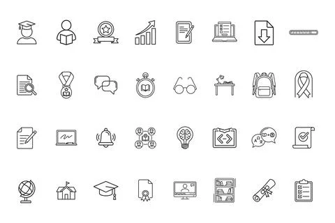 Set of education and school line icons Stock Illustration