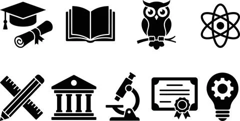 Set of education and science solid icons, collection of school and universi.. Stock Illustration