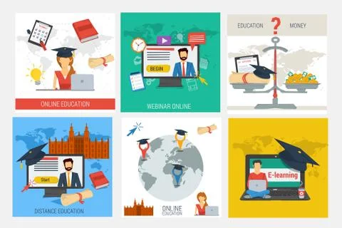 Set Education Concepts Stock Illustration