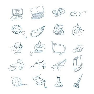 Set of education doodle vector illustration in cute freehand drawn style. Back Stock Illustration