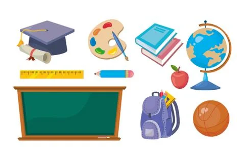 Set of education elementary creative to learn Stock Illustration