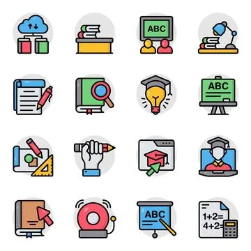 Set of Education Flat Icons Stock Illustration
