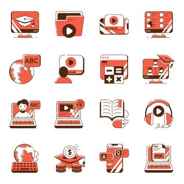 Set of Education Flat Icons Stock Illustration