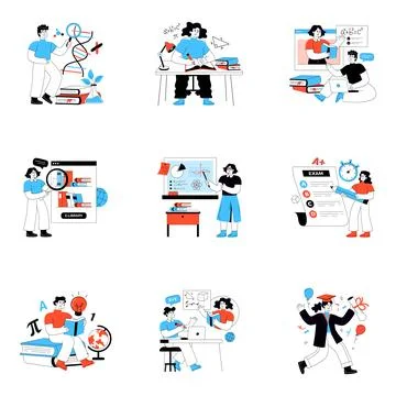 Set of Education Flat Illustrations 스톡 일러스트