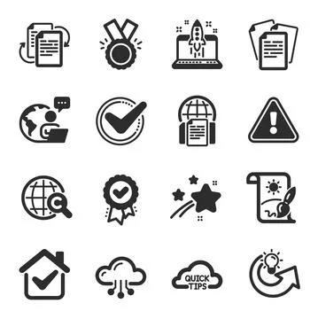 Set of Education icons, such as Cloud computing, Creative painting, Honor Stock Illustration
