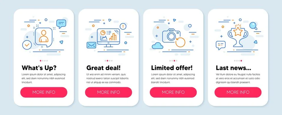 Set of Education icons, such as Developers chat, Recovery photo, Analytics graph Illustrazione stock