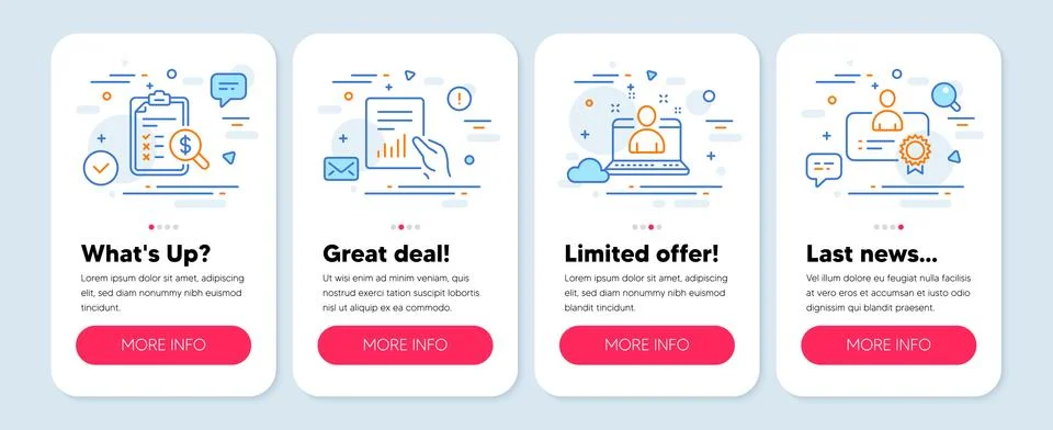 Set of Education icons, such as Document, Best manager, Accounting report Illustrazione stock