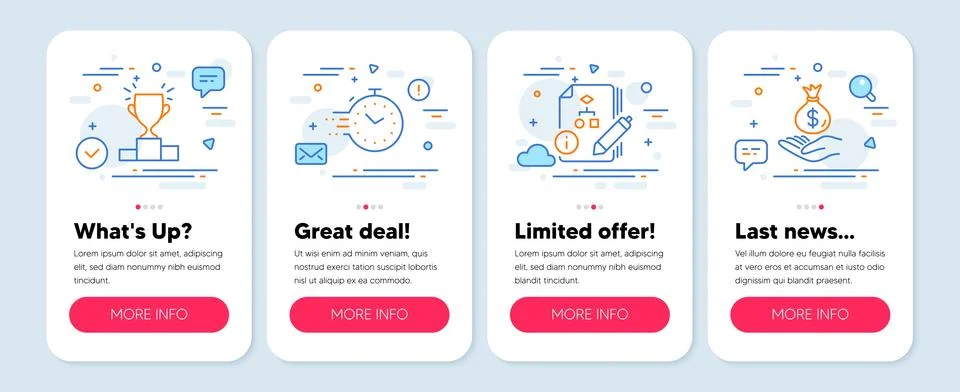 Set of Education icons, such as Timer, Winner podium, Algorithm symbols. Income Illustrazione stock