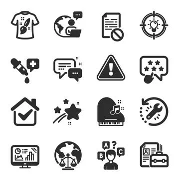 Set of Education icons, such as Wrong file, Piano, Analytics graph symbols イラスト素材