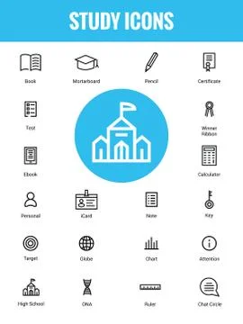 Set Education line Icons Stock Illustration