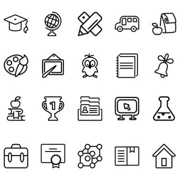 Set of education Related Vector Lines Icons. Stock Illustration