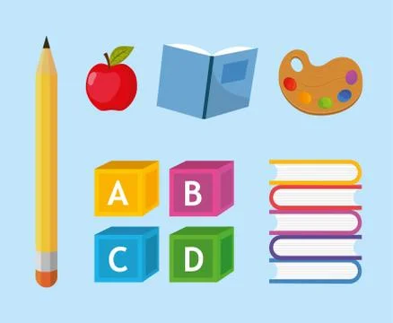 Set education school creative utensils Stock Illustration