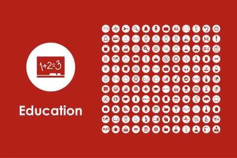 Set of education simple icons Illustrazione stock