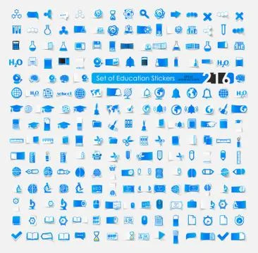 Set of education stickers Illustrazione stock