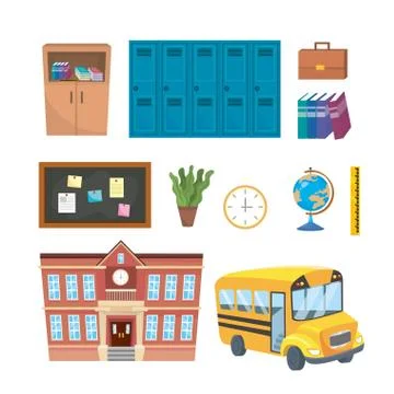 Set of education supplies elementary to study Stock Illustration