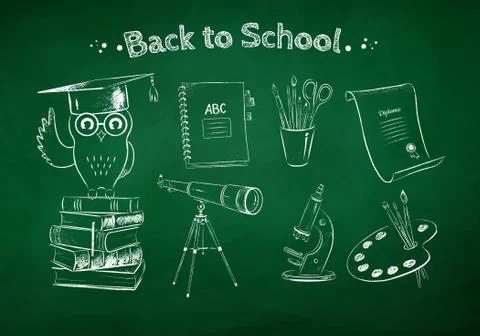 Set of education symbol objects Stock Illustration